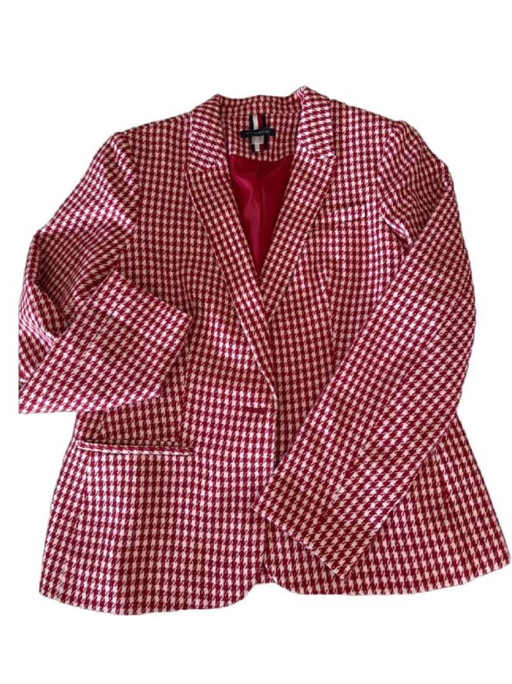 Tommy Hilfiger Red Houndstooth Blazer